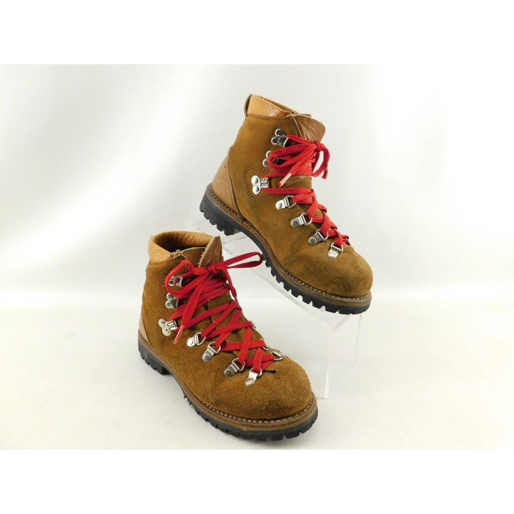 Vintage Dunham Women's size 6 M Brown Leather Hiking Boots‎ Vibram Sole